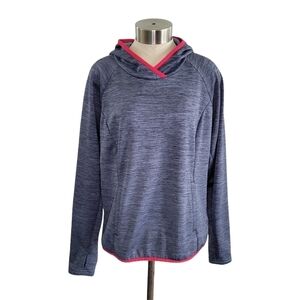 Columbia women's fleece lined mid-weight long sleeve hoodie blue spacedye size S